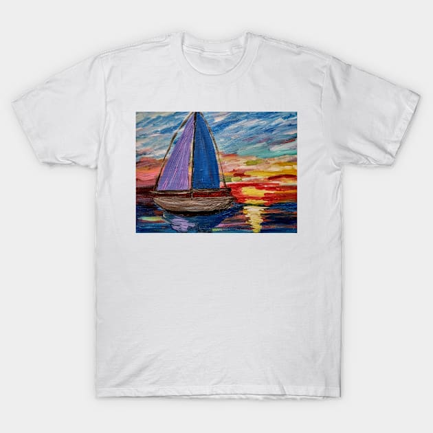 Out sailing at sunset. T-Shirt by kkartwork